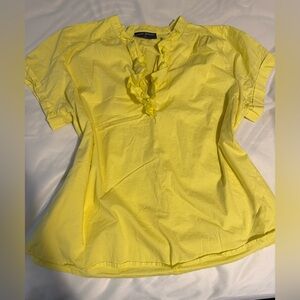 Lane Bryant Canary Yellow Ruffle-Detail Short Sleeve Blouse